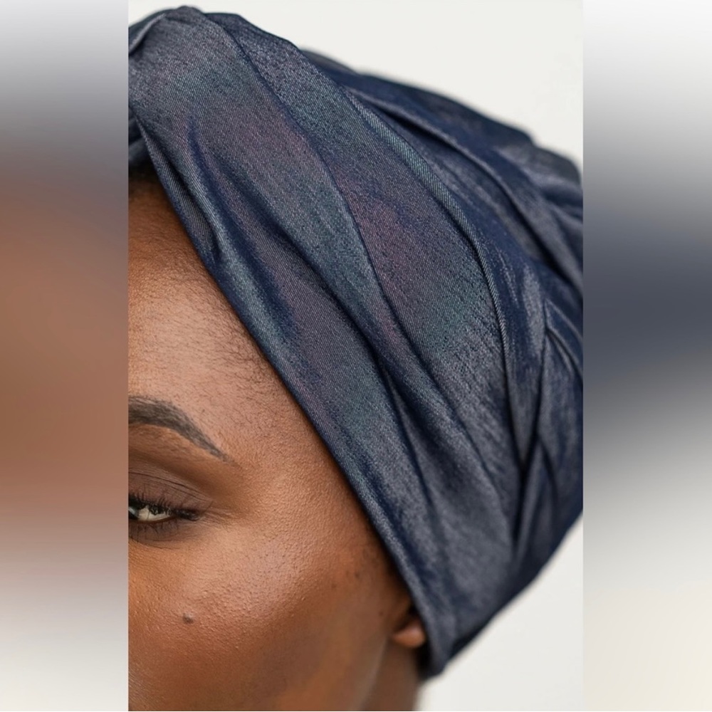 The Wrap Life Dark denim Flow head wrap